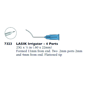 Cánula Lasik acodada 11mm 4 puertos irrigación 23G