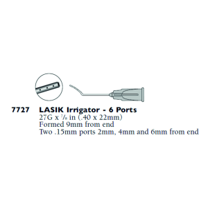 Cánula Lasik acodada 9mm 6 puertos irrigación 27G